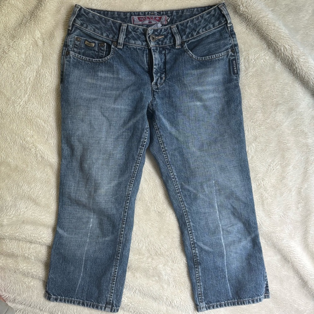 Vintage y2k silver jeans capris